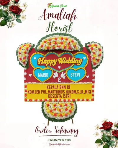 Karangan Papan Bunga Pernikahan di Joring Lombang